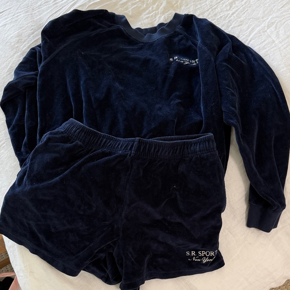 Women’s Navy Velour Sweat Set